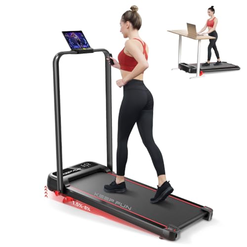 KEEP FUN Almohadilla para caminar con inclinación con barra de mango de 3 niveles de inclinación de 300 libras, almohadilla plegable para el hogar, oficina, debajo del escritorio, cinta de correr con