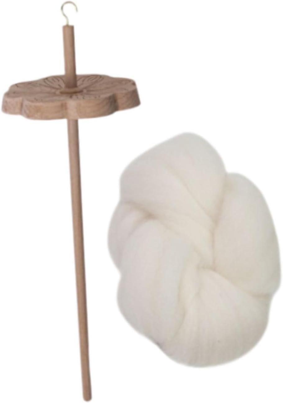 Baoblaze Top Whorl Yarn Spin Top Whorl Drop Spindle Yarn Tools Wheel Drop Spindle Top Whorl Yarn Spinner for Knitted Woven Felting DIY, 1 Spindle with Wool