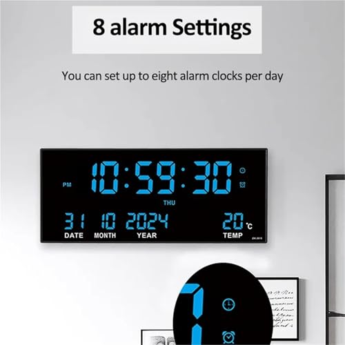 Reloj de pared digital grande de 14 pulgadas con calendario y alarma 6