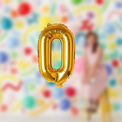 Image of AMFIN 17 inch 0 Number Foil Balloon, Birthday Decoration Items [Helium Supported] - Gold