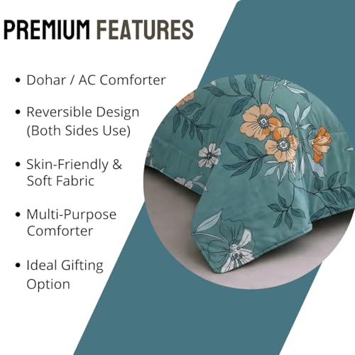 Image of Mafatlal 120 GSM Ultrasonic Microfiber Single Reversible AC Comforter | 90 x 60 Inches | Summer Kambal | Twin Bed Duvet | Ash Blue