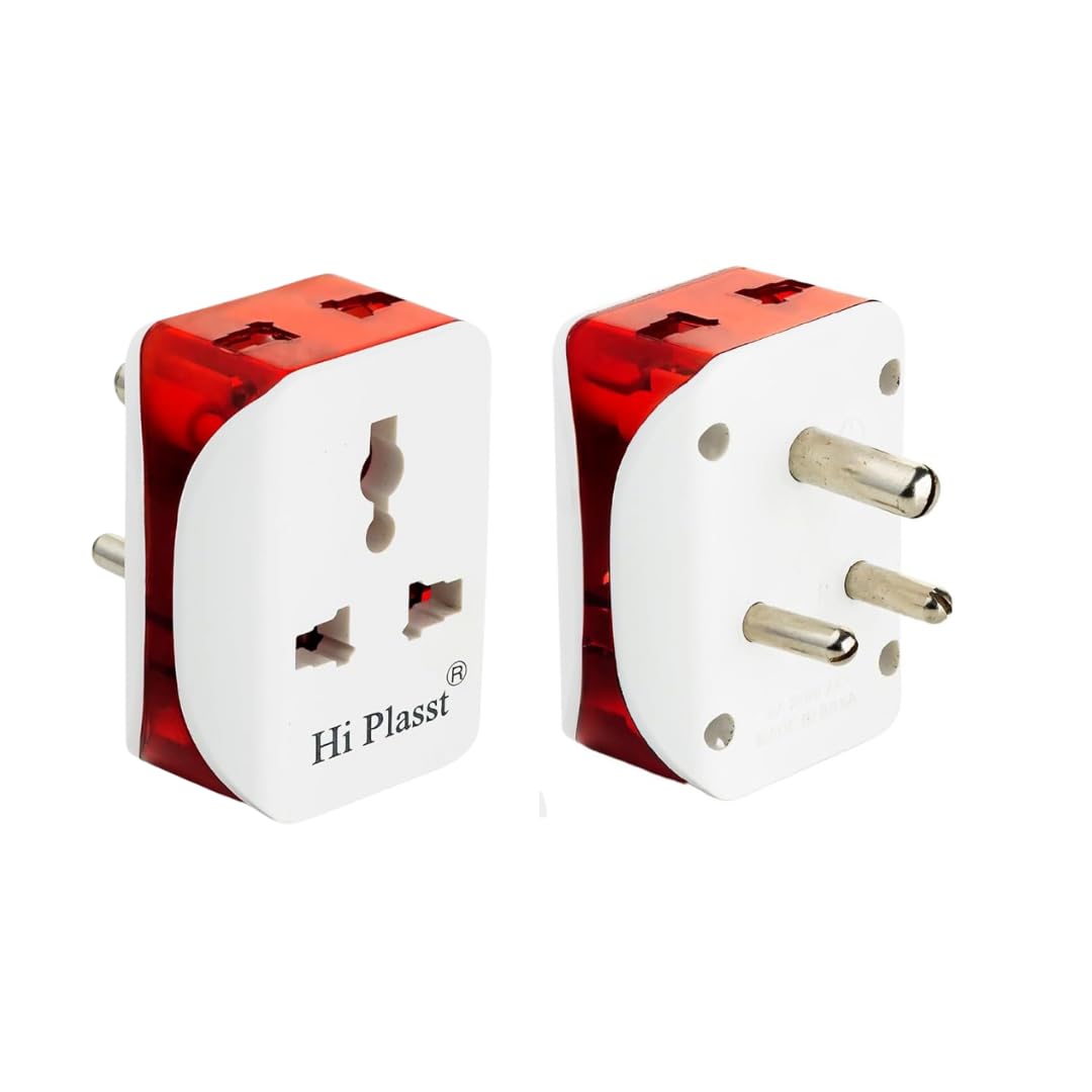 hi plasst pins n plugs Hi-Plasst (Pack of 1) 3 Pin Multi Plug with Universal Socket - 6A Type D Plug for Indian Sockets, Grounded Multi Connection Travel Adapter for Home, Office, and Travel Use-picture-34