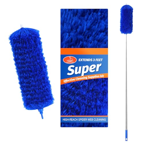Image of ZZ LAZYCOTTAGE Microfiber Feather Duster with Bendable Head, Dusters for Cleaning, Extendable Microfiber Duster, Long Reach Dusting Tool for High Ceilings, Ceiling Fans, Blinds, Cobweb