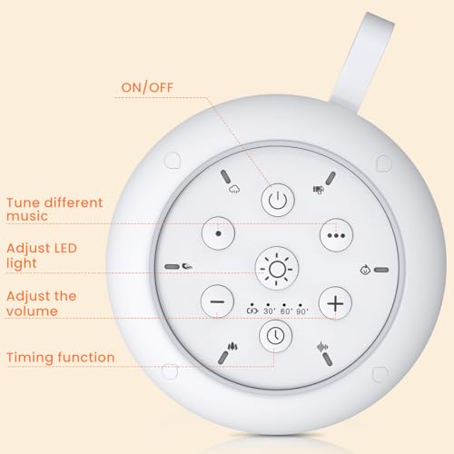 Baby White Noise Machine - 2024 New Portable Sound Machine for Baby Adult, Baby Sleep Soother with 30 Soothing Sounds & 16 Light, Noise Canceling for Office & Sleeping, Sound Therapy for Home, Travel - Image 3