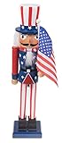 Uncle Sam Nutcracker by Clever Creations | Comes with American Flag | Traditional Patriotic Christmas Decorative Nutcracker | 100% Wood | Perfect for Shelves and Tables | 15