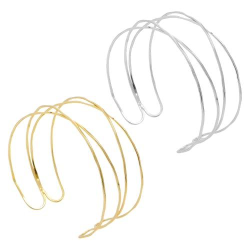 Carreneu 2 Stück Oberarmreif Gold,Oberarmreif Silber,Einfaches Armreif Oberarm,Elegantes Armreif Oberarm Gold,Stapelbarer Geometrischer Schmuck,Unisex