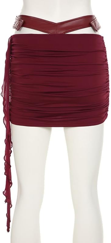 Mandonce Vacation Outfits for Women Sleeveless Off The Shoulder Sheath Bustier Tied Waistband Top and High Waisted Mini Skirt - Image 5