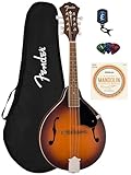 Fender Paramount PM-180E Mandolin Aged Cognac Burst Bundle with Gig Bag, Tuner, Strings, and Picks