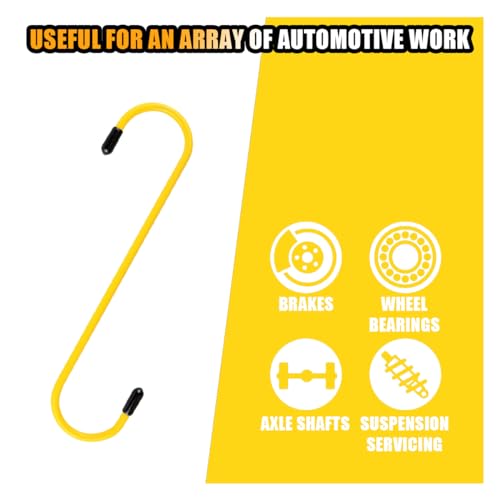 Car Brake Caliper Hooks, Auto Brake Caliper Hangers with Rubber Tips, Universal Durable &amp; Rust-Proof Automotive Tools for Braking, Axle, Bearing, Suspension Work (Yellow, 4 pcs)