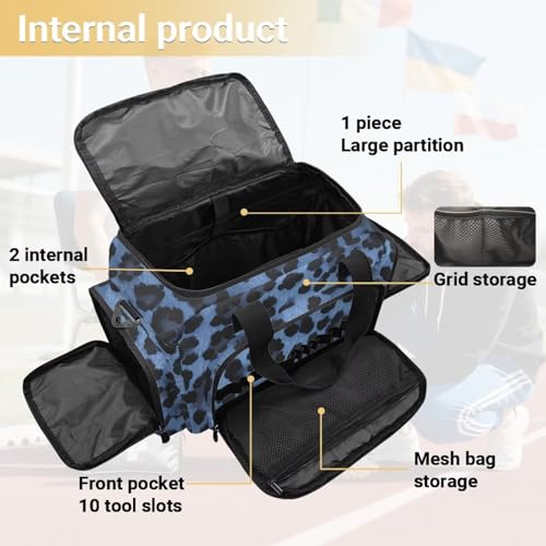 Duffel Bag Women that Holds and Shoe Compartment Portable Gym Bags, Fitness Workout Multi-Functional Workout Bag, Leopard Print Blue Pattern3
