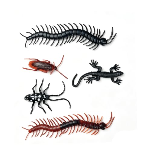 Halloween Prank Hair Clips,5 pack Realistic Fake Centipede Cockroach Gecko Longhorn Beetle Hair Barrettes, Scary Insect Hair Accessories for Women Cosplay Costume Party Favors image 3