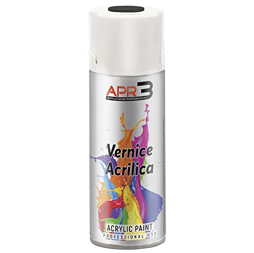 APR3 - Pintura Acrílica en Spray, Color Negro Brillo, RAL 9005, Perfecto para Múltiples Aplicaciones en Exterior e Interior, 400 ml, El embalaje puede variar