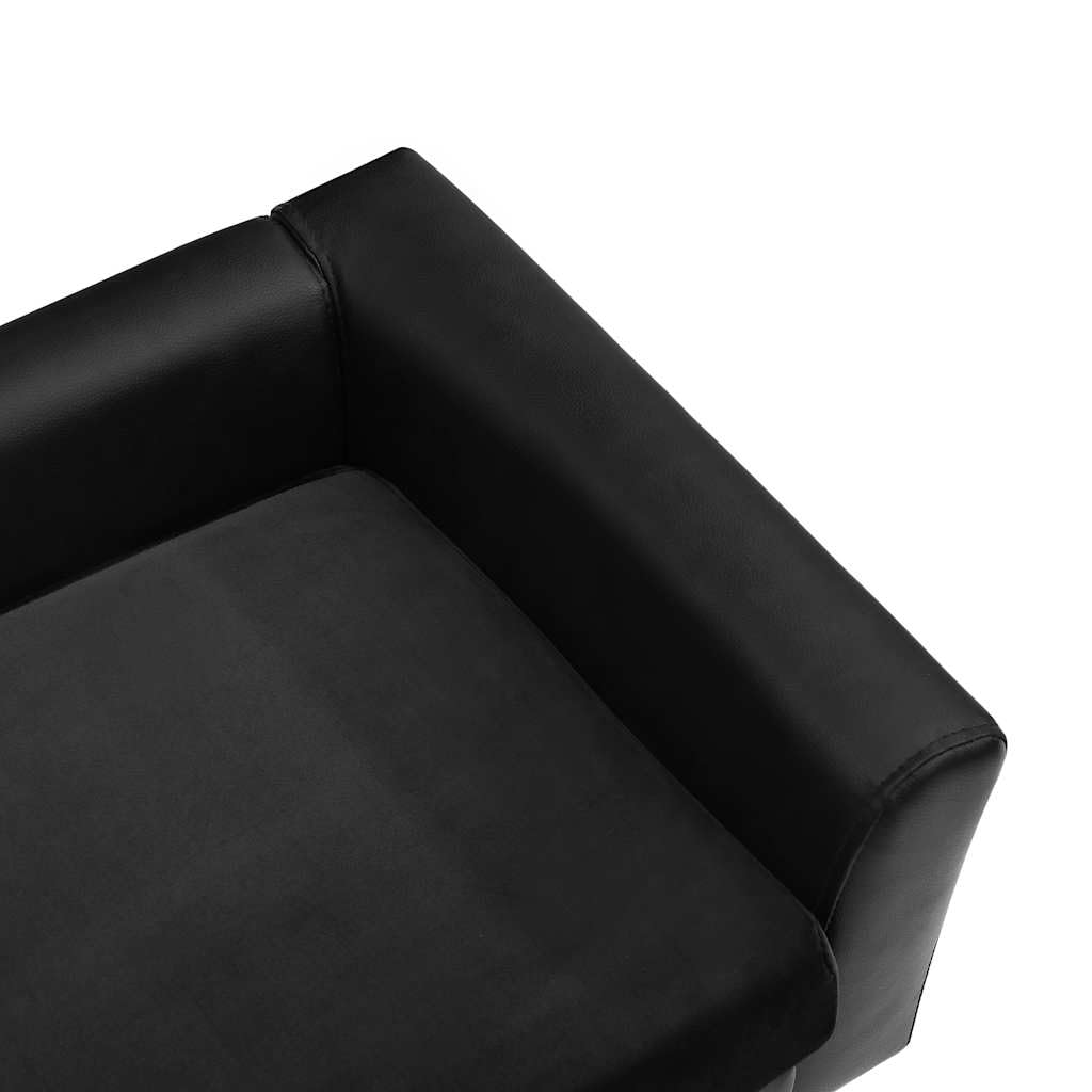 vidaXL Hundesofa Schwarz 60x43x30cm Plüsch Kunstleder Hundecouch Haustiersofa