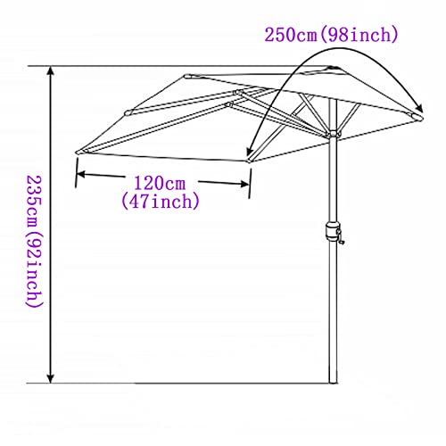 Parasol de jardin avec 5 côtes solide et facile à assembler pour terrasse