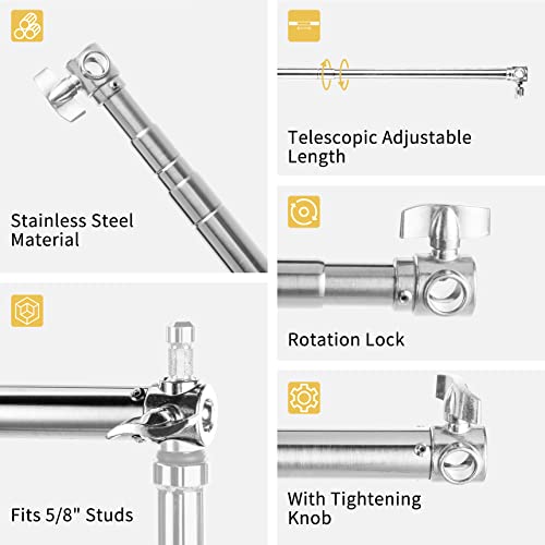 Pro Stainless Steel Telescopic Backdrop Crossbar Max Length 10 Ft/3M Adjustable Background Support Cross Arm, Backdrop Pole For C Stand #TOP1