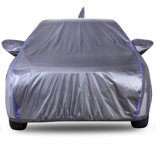 Image of Autofact 210D SuperDuper Waterproof Car Cover for Maruti Swift Dzire (2017 to 2024) | Mirror & Antenna Pockets, UV & Heat Resistant, Windproof, Scratchproof & Dustproof, Grey Color