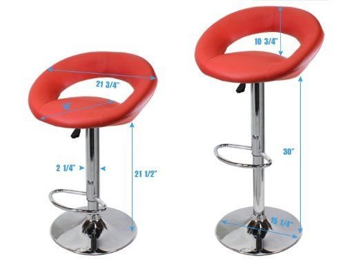 Jersey Seating 2 X Pu Leather Hydraulic Lift Adjustable Counter Bar Stool Dining Chair Red -Pack Of 2 (153) Made #TOP1