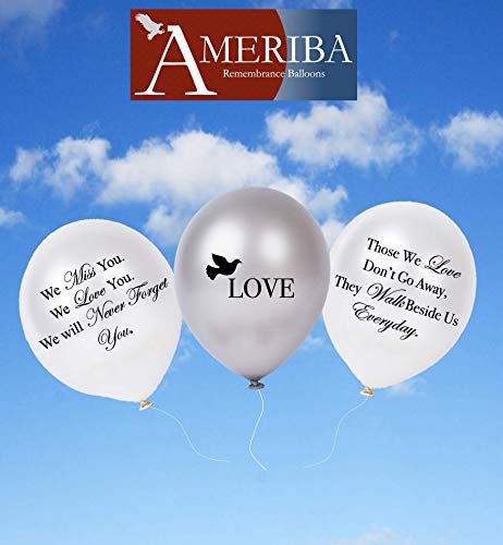 Image of Biodegradable Remembrance Balloons: 30pc White Personalizable Funeral Balloons for Balloon Releases & Sympathy Gifts | Created /Sold by AMERIBA, a USA company (White 1)