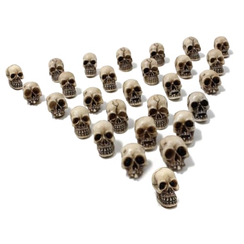 20pcs Mini Skull Heads - Tiny Skulls & Skeleton Miniatures - Haunted Dollhouse Accessories for Halloween Decorations