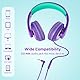 RockPapa Comfort+ Kinder Kopfhörer für Schule Jungen, Kopfhörer Kinder mit Kabel, Faltbar, 3,5 mm Jack, HD-Mikrofon, Over Ear Kinderkopfhörer für Schule/Reise/PC, Violett Grün