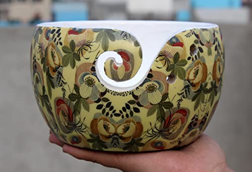 Image of Ceramic Yarn Bowl Holder, 7 x 4 Inches Knitting Yarn Bowls with Holes Crochet Bowl Holder Handmade Yarn Storage Bowl for Knitting Crocheting Accessories. (6)
