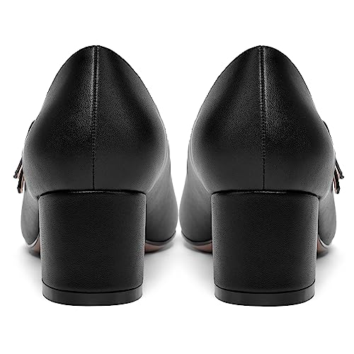SHOWFOREST Womens Mary Jane Dating Solid Matte Adjustable Strap Round Toe Cute Slip On Block Low Heel Pumps Shoes 2 Inch4