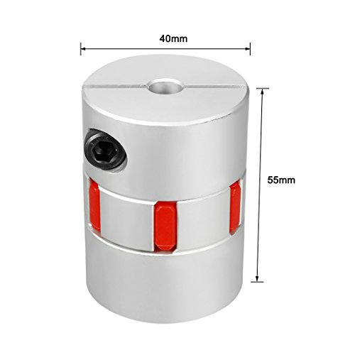 sourcingmap 8mm to 19mm Shaft Plum Shaped Coupling Coupler 40mm Diameter 55mm Length, Red,Silver, 8-19mm - Image 2