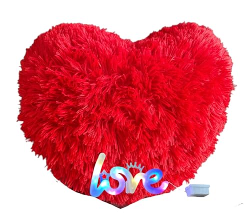 Coussin coeur Saint Valentin rouge GMM 40 x 30 cm effet 3D