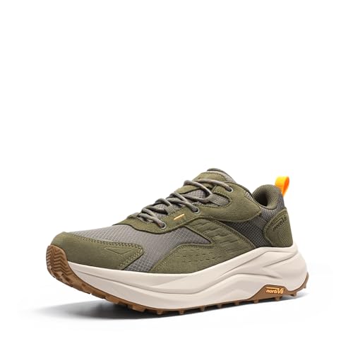 NORTIV 8 Men's Wide Toe Box Hiking Shoes Low Drop Waterproof Hiking Shoes for Walking Outdoor Trekking Camping Climbing Daily Fashion Sneakers 9 Olive