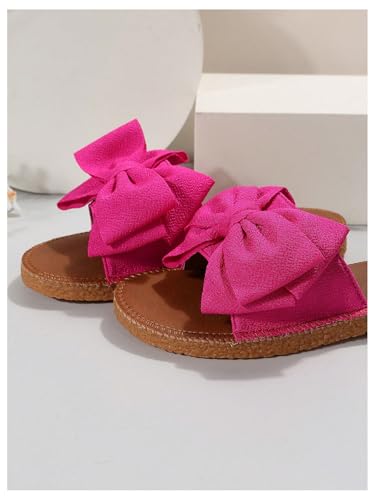 Image of GORGLITTER Women's Bow Flat Sandals Open Toe Slip On Slide Slipper Shoes | Sandals Women Comfortable, Dressy Sandal Women, Y2k Shoes, Dress Slippers for Women, Flats