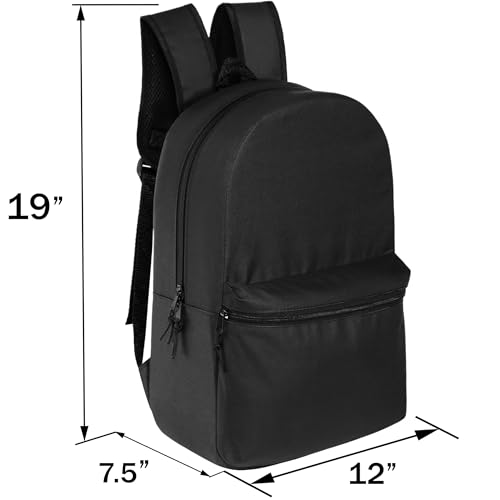 Moda West 24 Pack - Wholesale 19 Inch Backpacks for Students & Adults - Bulk Case of Bookbags - 24 Black4