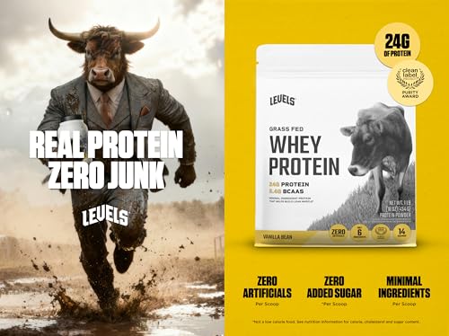 Image of Levels Grass Fed Whey Protein Powder, No Artificials, 24G of Protein, Vanilla Bean, 1LB