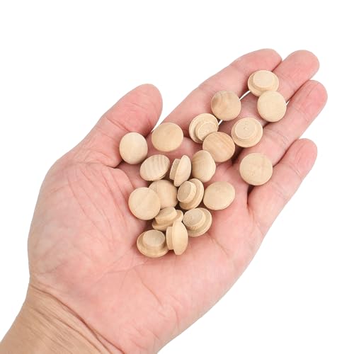 Image of uxcell 80Pcs Wood Button Plugs, 10mm /0.39 inch Hardwood Screw Hole Plug Mushroom Wooden Caps Buttons Wood Plug for Furniture Woodworking Craft Decor (15mm x 10mm)