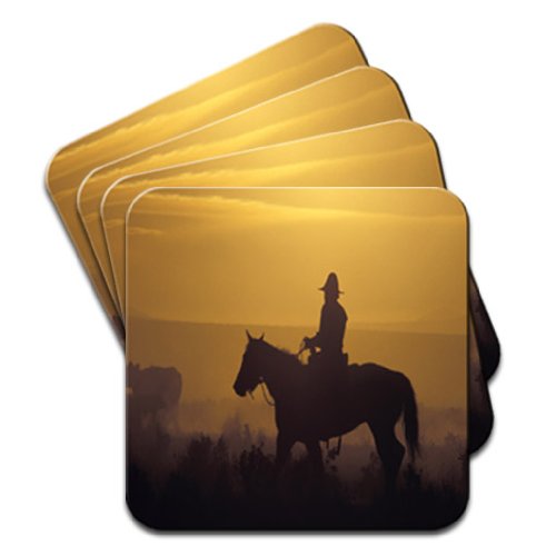 Cowboy On Horse Set Of 4 Coasters