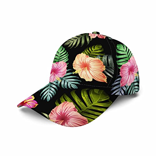 Pehede Hibiscus Flowers Baseball Cap Youth Cute Adjustable Trucker Hat Girls Snapback Cap For Summer Sports Travel #TOP6