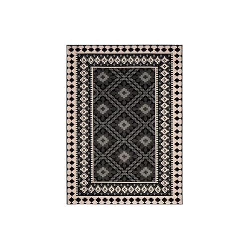 Tapis enfant garçon 100x150cm gris et noir rétro à motif floral - 2