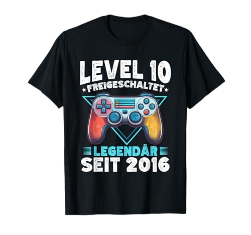 Level 10 Geburtstag Junge Gamer Mann Deko Jahrgang 2016 T-Shirt