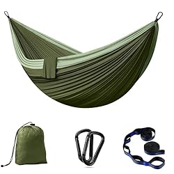 Hamaca para camping al aire libre, hamacas para 2 ...: 👍Hamaca de formato extra grande para 2 personas: El tamaño de la hamaca de camping se ha ampliado a 300 x 200 cm y puede alojar a 2 adultos al mismo tiempo. Max. Capacidad de carga de hasta 300 kg. Relájese en una hamaca con su pareja o sus hijos dur...