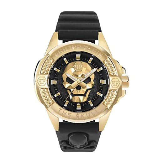 Philipp Plein Mens IP Yellow Gold 44 mm The $Kull Strap Watch PWAAA0521