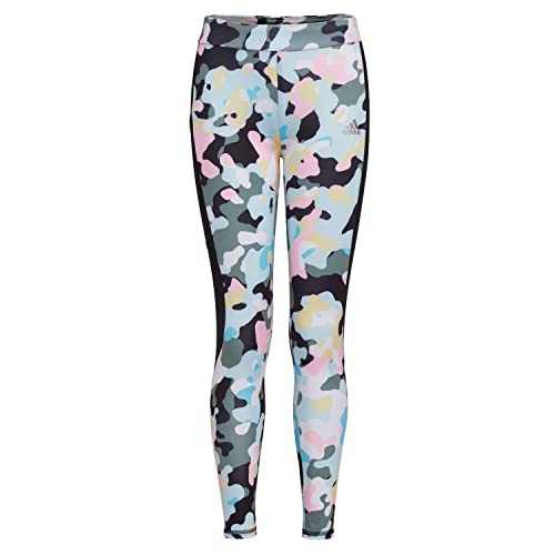 adidas Girls' Active Sports Athletic Legging Tight, Black Multicolor Camo, Medium