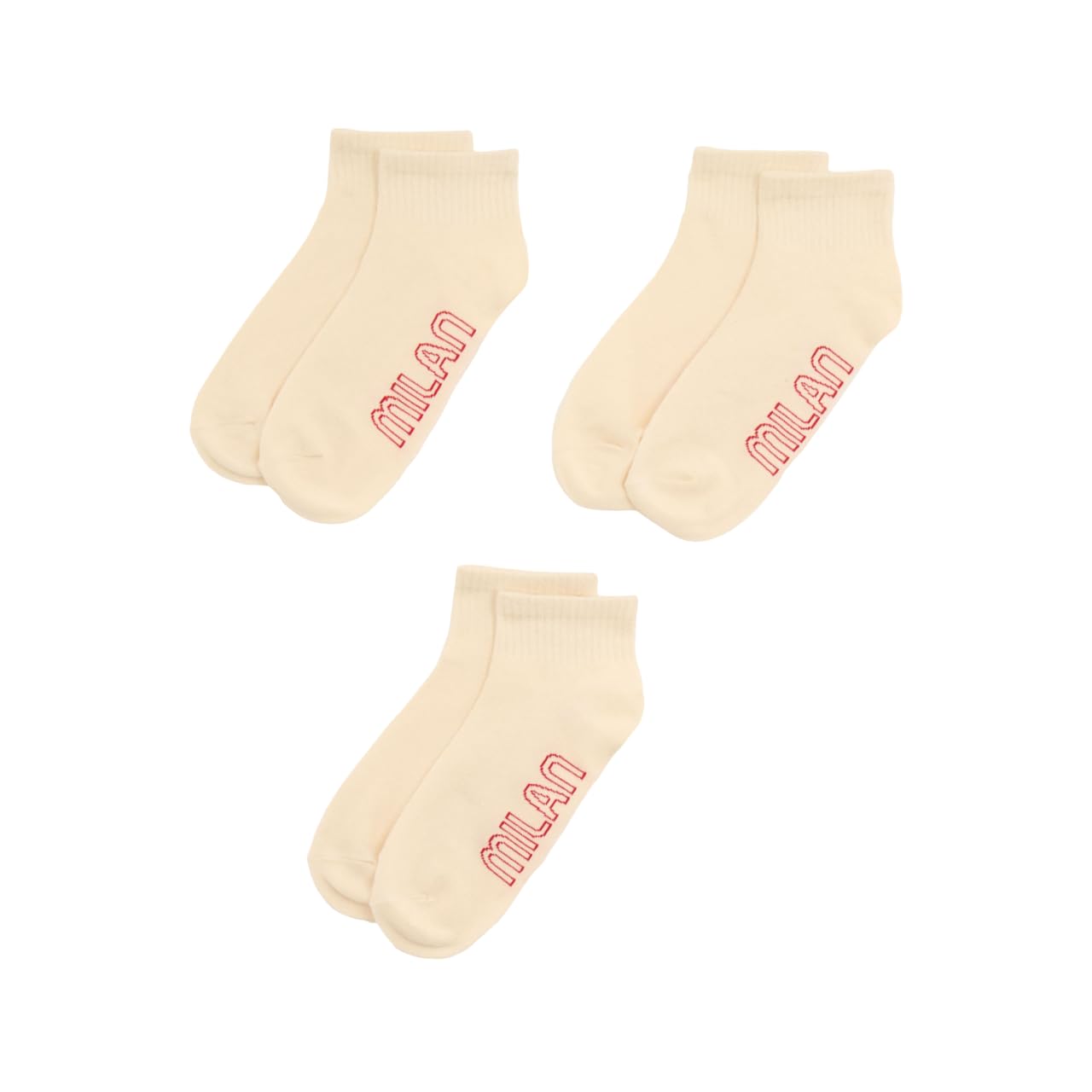 A.C. Milan Logo Short Socks, Pack of 3, Official Product, Child and Adult