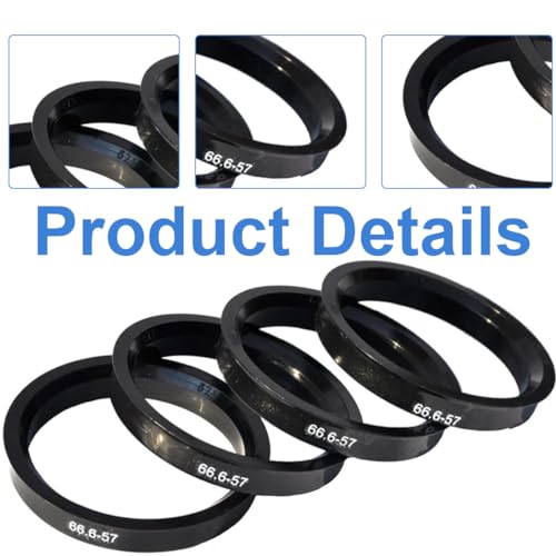 TNSRAY Zentrierringe Ø66,6 auf Ø57,1, 4 Stück Zentrierringe, Plastik Zentrierung Zentrierringe, kompatibel mit Mercedes Benz Audi VW, Zentrierung von 66,6 mm auf 57,1 mm, Schwarz