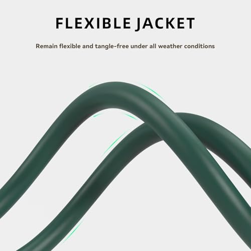 Image of 12ft Outdoor Extension Cord for Christmas Decorations- 16 /3 Heavy Duty SJTW Waterproof Green Electrical Cable with 3 Prong Grounded Plug for Safety, Great for Lawn and Major Appliances