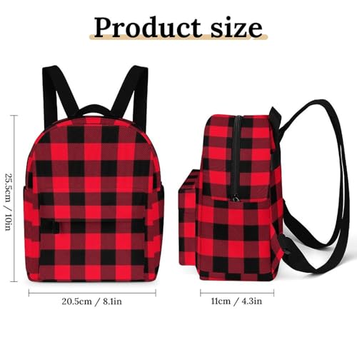 Red And Black Buffalo Plaid Backpacks Laptop Mini Backpacks for Women Travel Shoulder Bag Bookbag Rucksack Daypack 10 Inch2