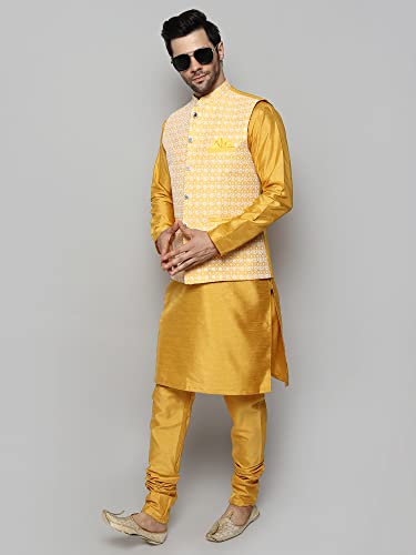 Image of Uri and MacKenzie Men's Silk Blend Kurta Pajama with Designer Ethnic Nehru Jacket /Modi Jacket