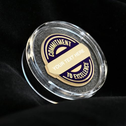 Image of PinMart Commitment to Excellence Engravable Award Pin - Employee of the Month Recognition | Gold Cloisonne Lapel Pin | Personalized Corporate Award