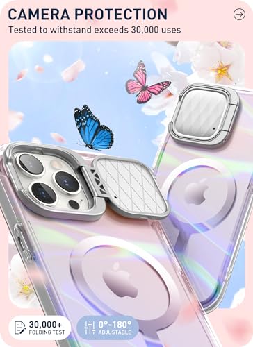 Image of i-Blason Cosmo Mag for iPhone 15 Pro Max Case with Camera Cover Stand, [Compatible with MagSafe] Slim Stylish Full-Body Protective Case with Built-in Screen Protector (Wave)