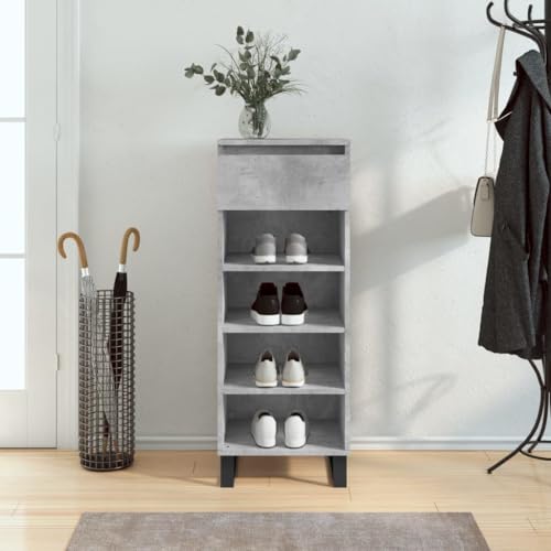 Estante de pasillo moderno tipo zapatero gris hormigón compacto 3