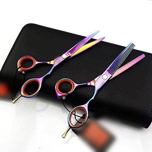 Ensemble ciseaux de coiffure professionnels plats et dents colorés - 4