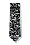 Men's 100% Silk Black Astronomy Constellations Star Gazer Necktie Neck Tie Neckwear